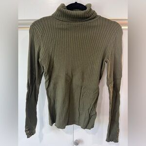 Olive Green Ribbed Turtleneck Sweater JMclaughlin